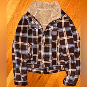 Plaid Sherpa-Lined Jacket